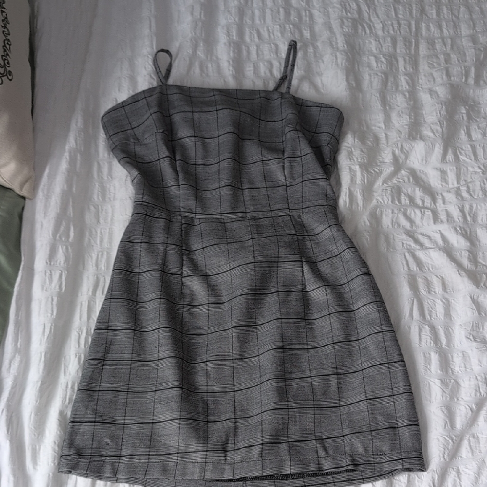 SHEIN Gray Checkered Mini Dress